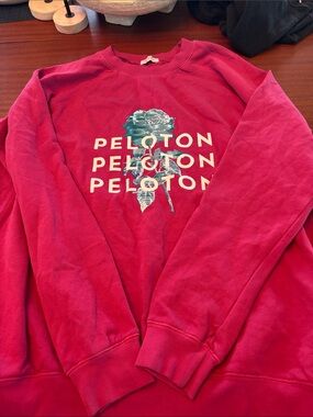 Peloton Hot Pink Crewneck Sweatshirt with Teal Graphic